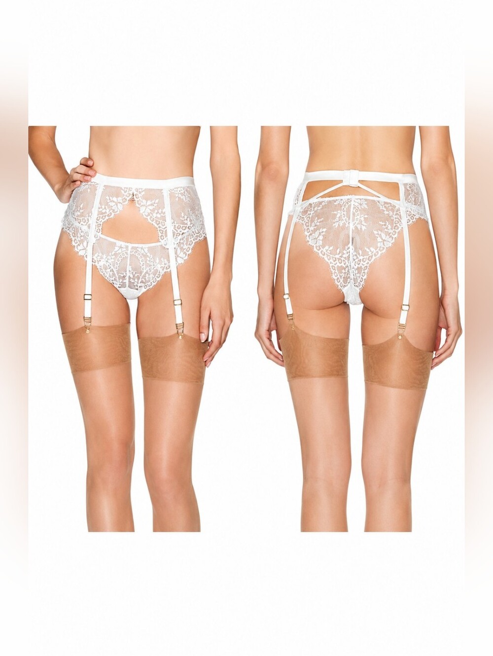 La Perla Exotique bridal White Lace Suspender Garter Belt Small NWT wedding